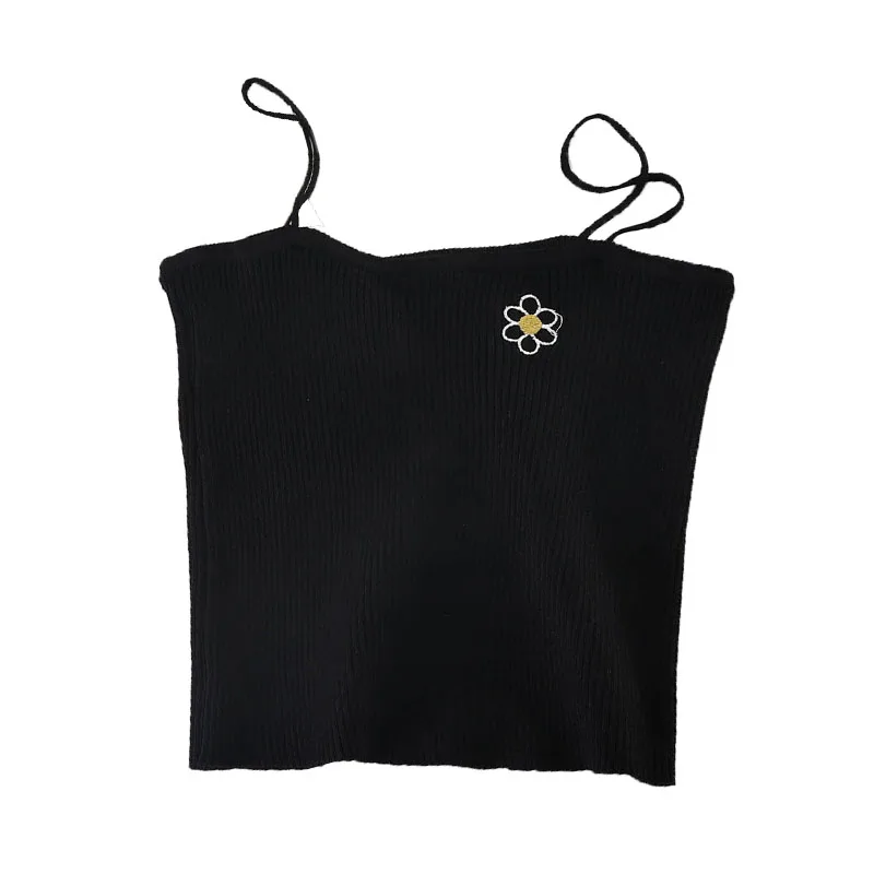 Женские вязаные майки HELIAR черные однотонные топы без рукавов весна 2020|Топы| |