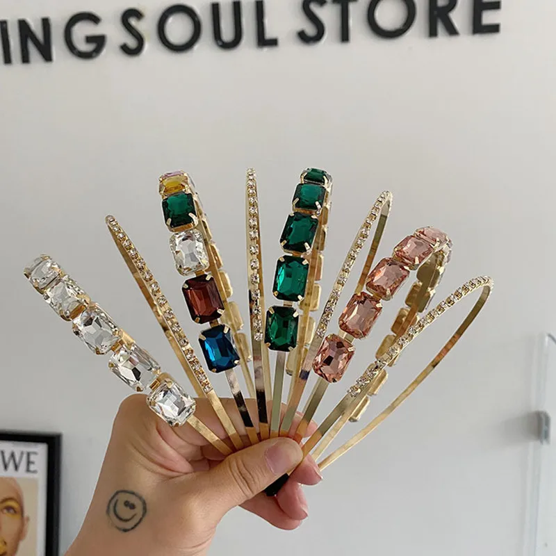 

Luxury Alloy Rhinestone Headband Fashion Hair Accessories Women Full Diamond Baroque Hollow Double Shiny Hairband Hair Hoop New
