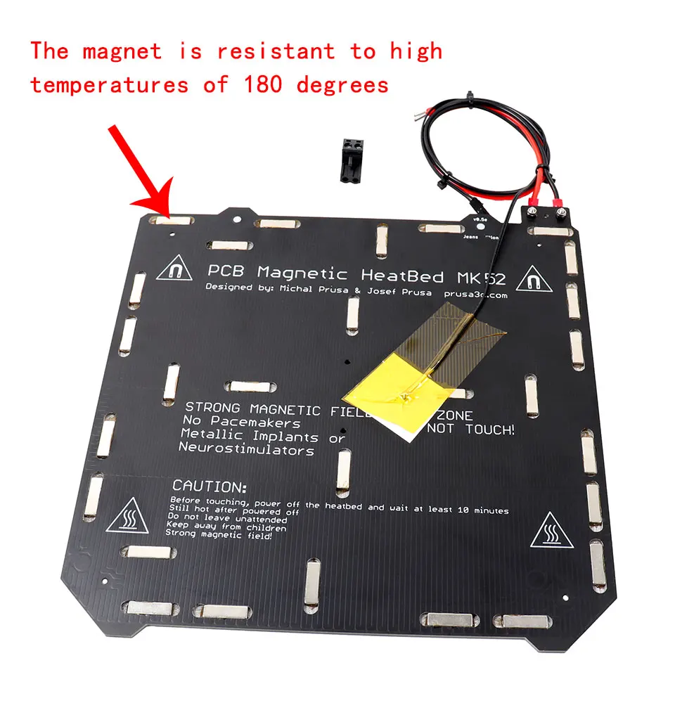 Prusa i3 MK2.5 3d принтер MK52 с подогревом 12V в собранном виде, N35UH магниты, кабель питания, Термистор, текстиль рукав mk2.5 радиатор