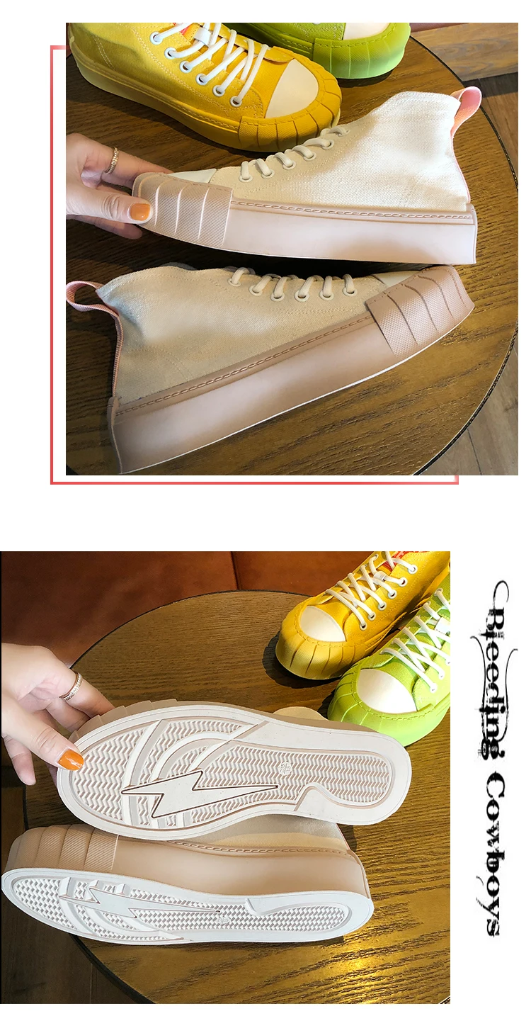 High Quality Classic Women White Canvas Shoes Spring Autumn High Top Women Platform Vulcanized Shoes Female Flat Casual Shoes