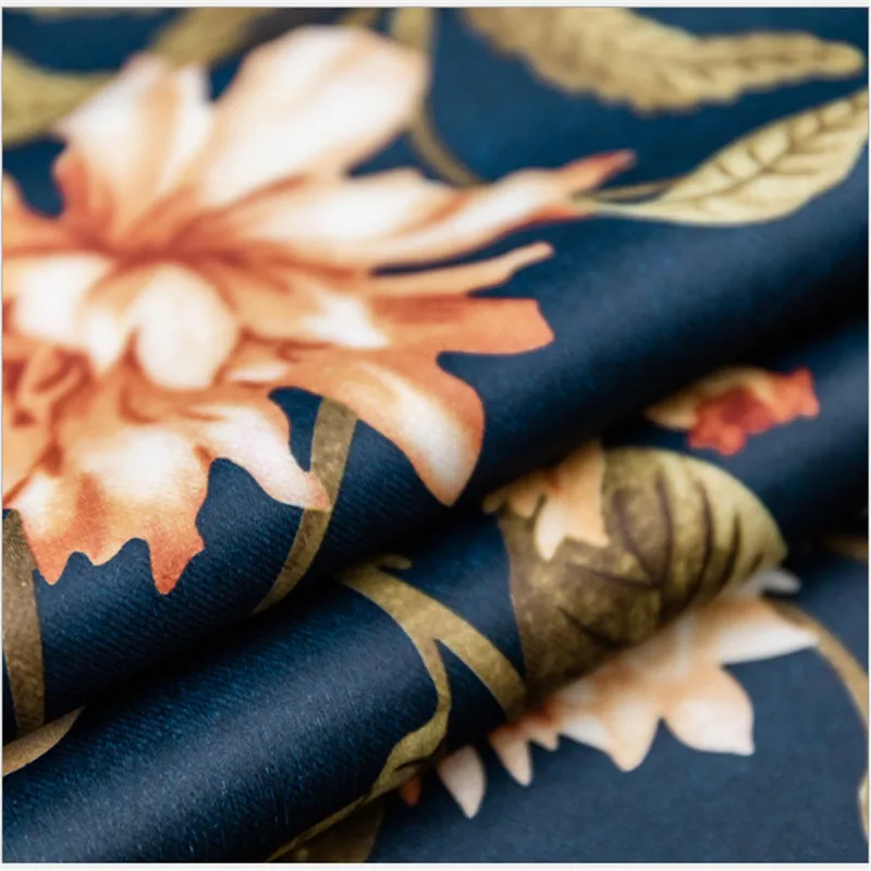 Затемняющие шторы в американском стиле с принтом кантри современные темно синие