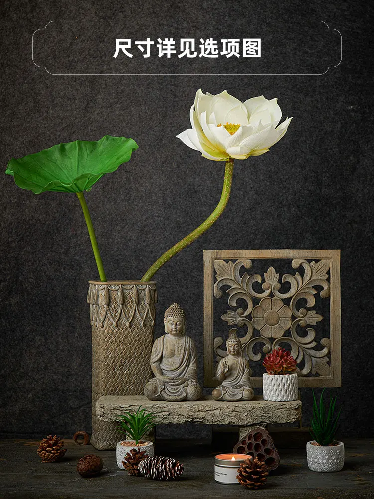 

Vintage Sitting Buddha Statue Gesture Resin Thai Buddha Figurine Sculpture Home Office Garden Decoration Ornament Crafts