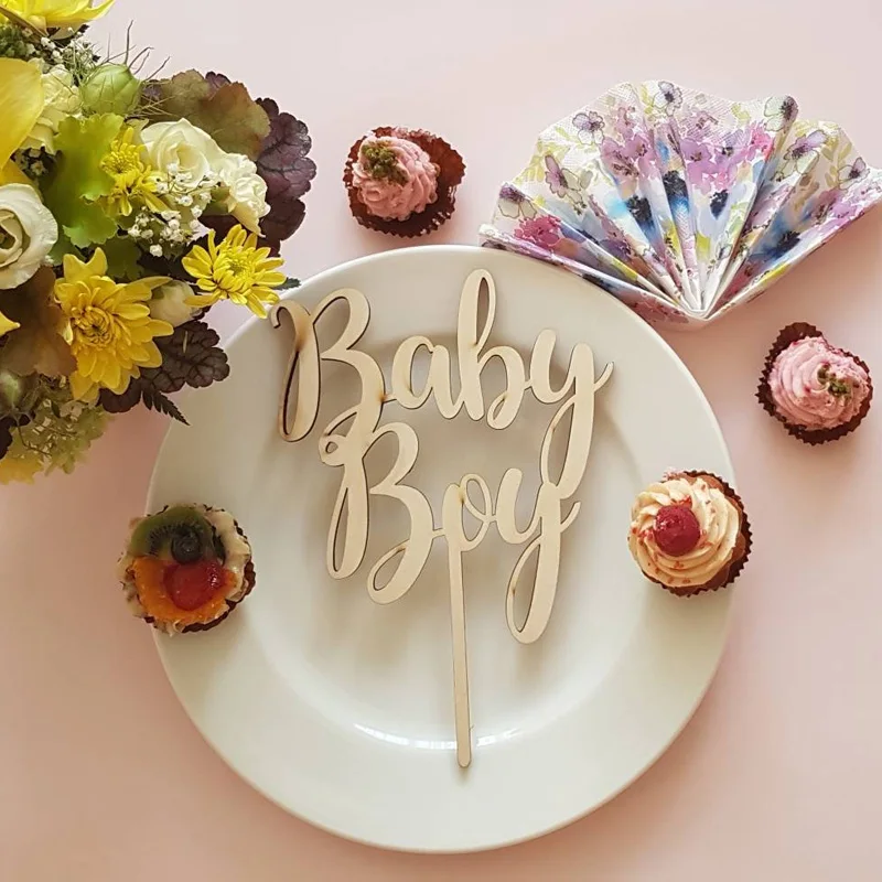 Топпер для торта маленьких мальчиков деревянный персонализированный с именем на