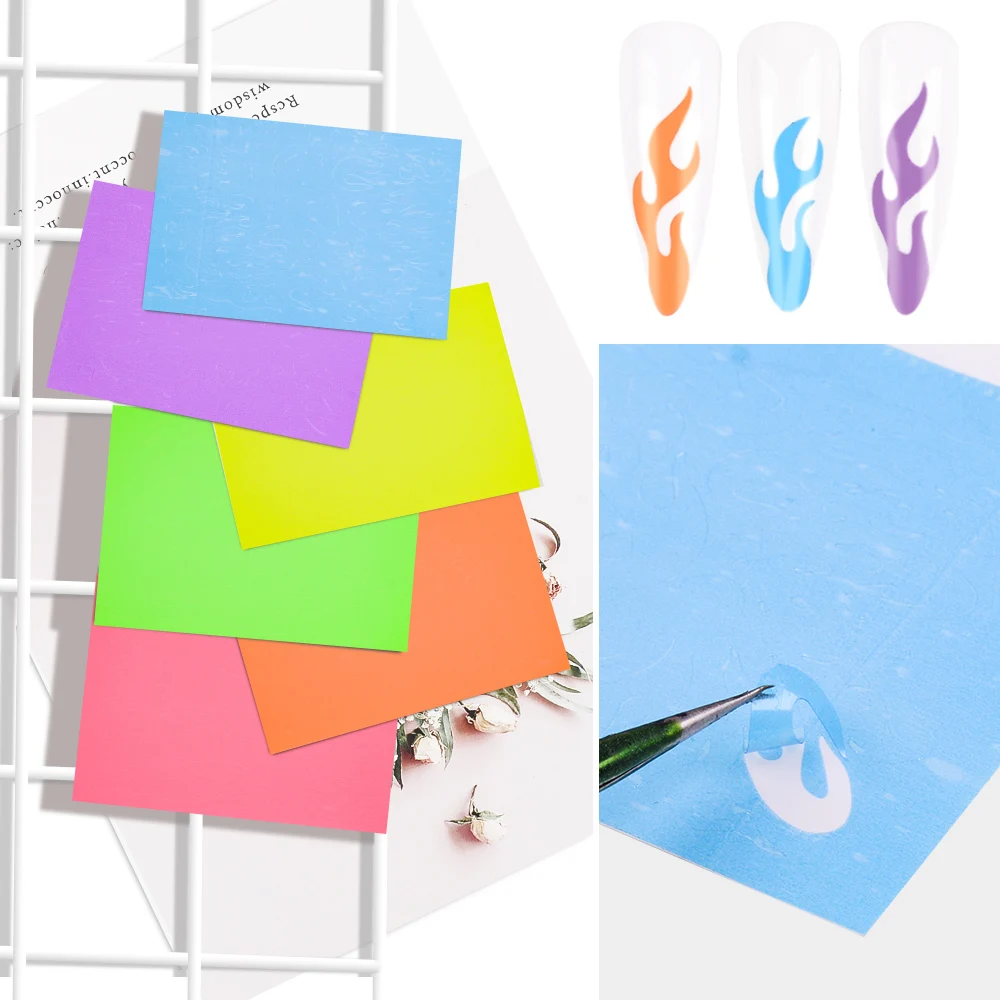 

Holographic Flame Nail Stickers Thin Laser Silver Stripe Holo Fire Nail Sticker Decals Manicure 3d Nail Art Decorations