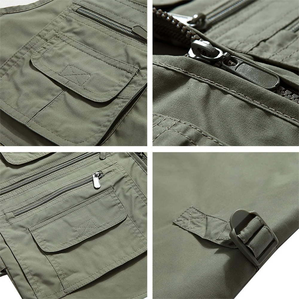 

Summer Quick Dry Thin Vest Male With Many Pockets Casual Classic Multi Pocket Military Green Photographer Baggy Work Waistcoat