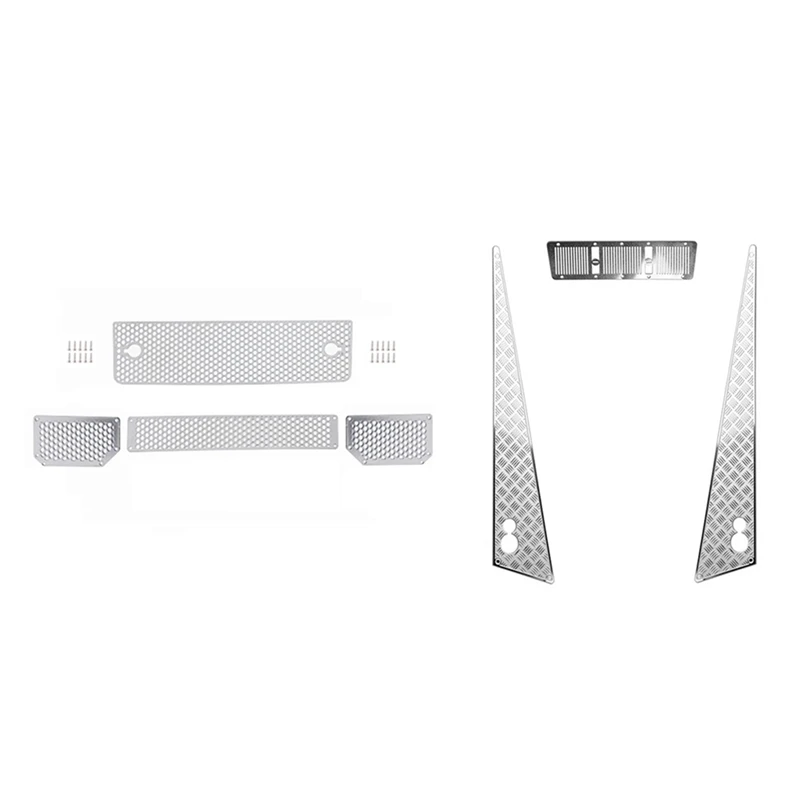 

Front Metal Mesh Grille Intake Grille Cover with Metal Hood Sticker Anti-Skid Plate Board Engine Cover Decoration Parts