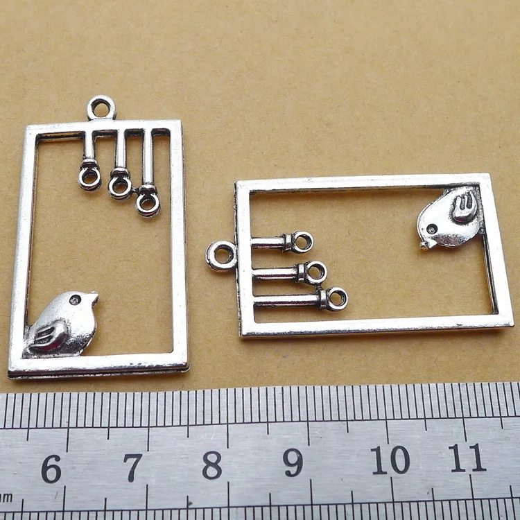 

Bulk Jewelry Bracelet Making 3 Pieces 23x41mm Antique Silver Color Birdcage Multi-hole Connector