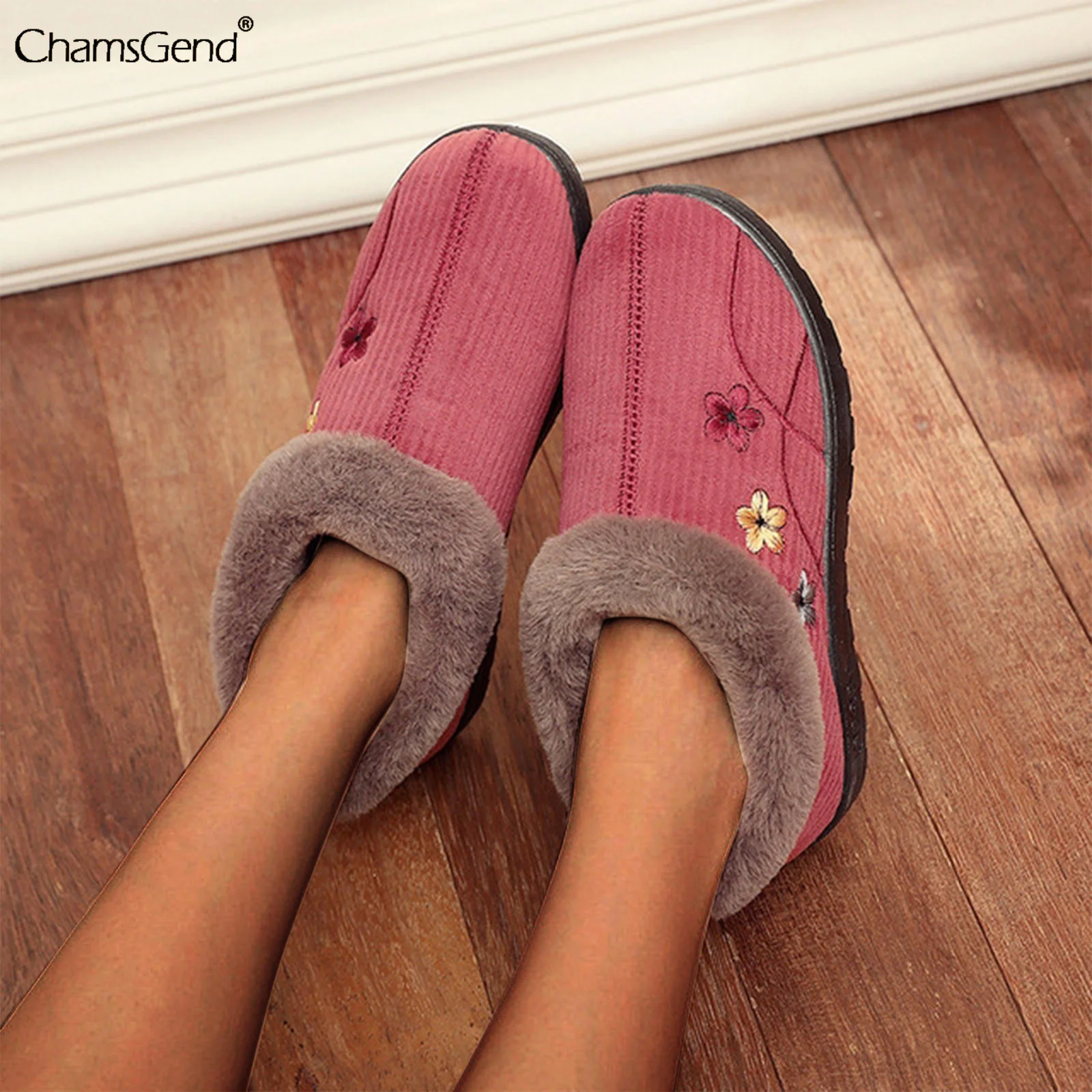 

2021 New Winter Women Slipper Female Slip-on Flock Warm Non-slip House Slipper Winter Lady Indoor Flat Home Cotton Shoes