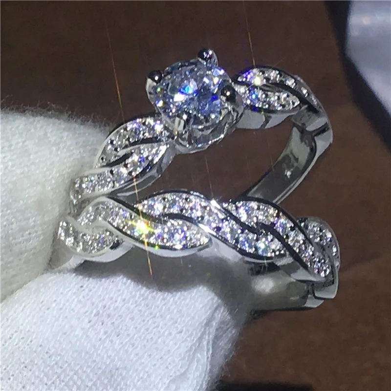

Fashion Shining Weaving Women Rings Set Engagement Wedding Band Elegant Rhinestones Zircon Rings Jewelry Statement Girl Gift