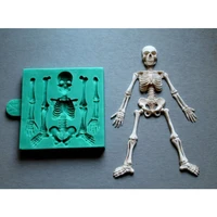 halloween skeleton body fondant mold diy skull silicone cake decoration molds handmade clay resin cake crafts tools moulds