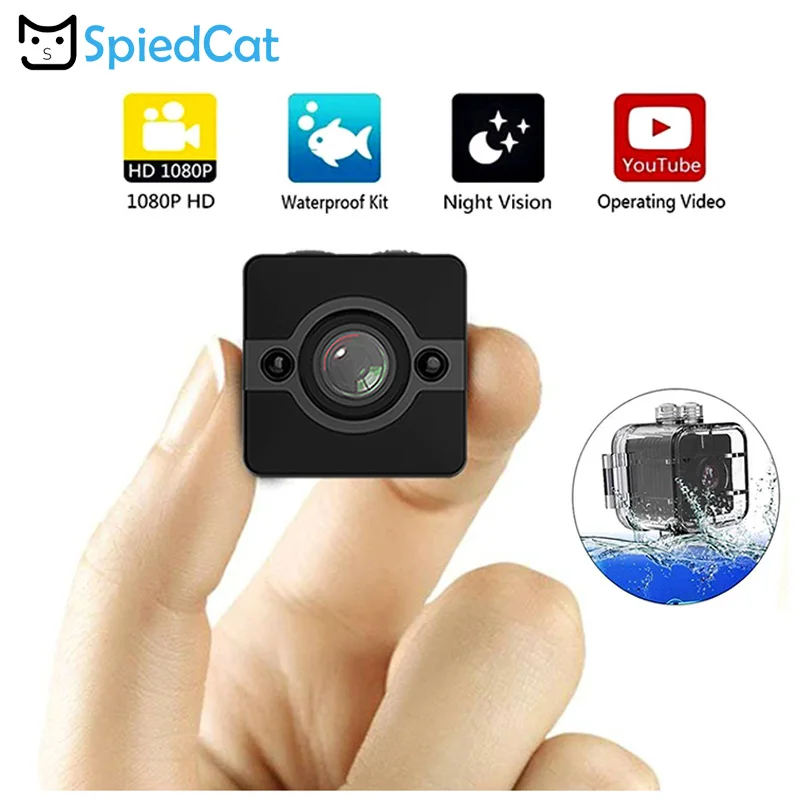 Мини видеокамера HD с ночным видением на водонепроницаемом корпусе для записи движения на открытом воздухе для спорта, видеонаблюдения маленького дома, безопасности ребенка и домашних животных.