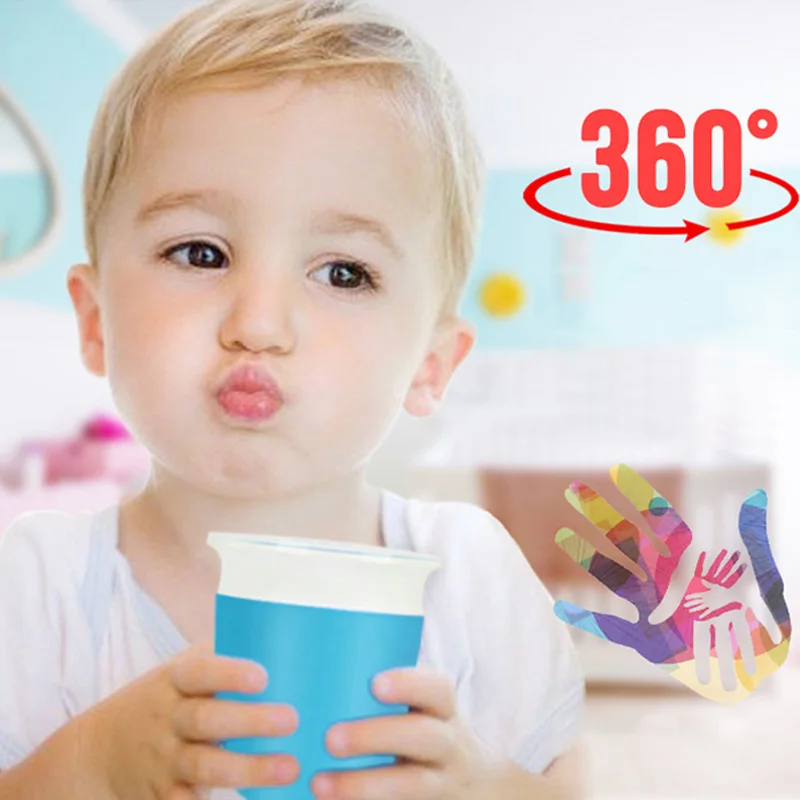 Детские Обучающие чашки для питья на 360 градусов с двойной ручкой портативные герметичные бутылочки для кормления младенцев