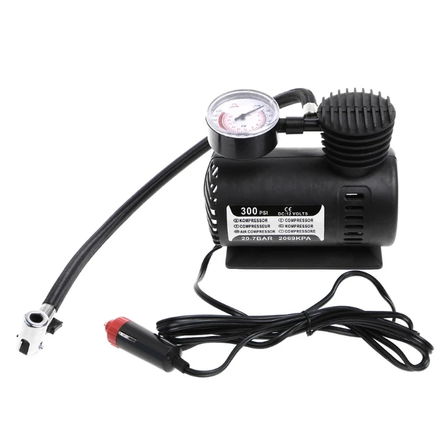 Mini compresseur d'air Portable pour voiture, 300 PSI, 12V, pompe  électrique de gonflage de pneus avec manomètre - AliExpress