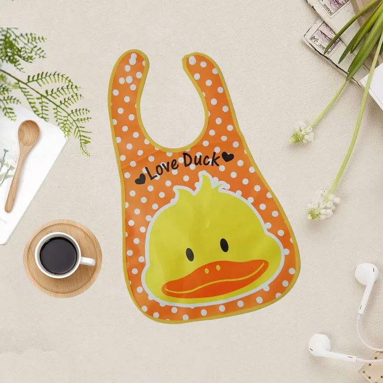 Yellow duck head Мультяшные детские нагрудники Eva водонепроницаемые детские слюнявчик для кормления для маленьких девочек и мальчиков слюнявчик для полотенец с принтом фартук EVA Bib - Цвет: Yellow duck head