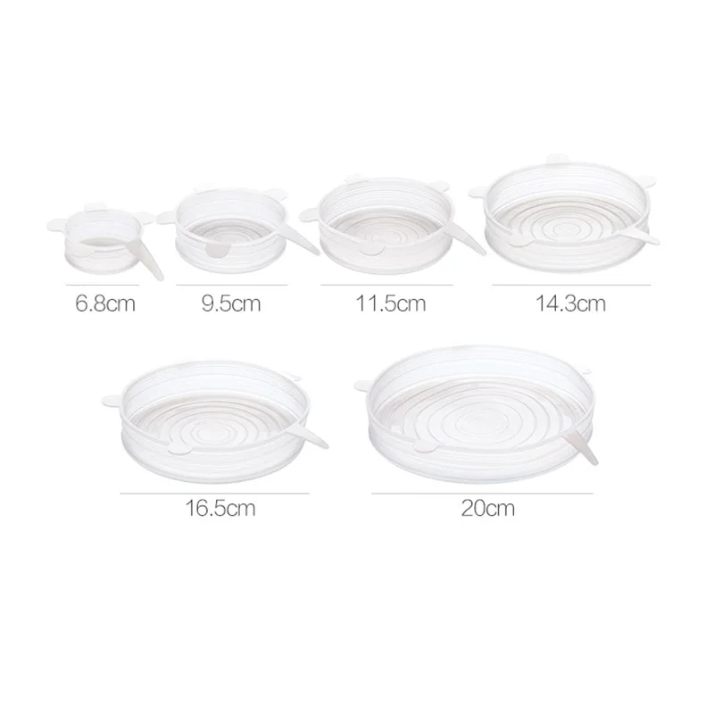 

6PCS Food Fresh Silicone Stretch Lids Universal Lid Silicone Bowl Pot Lid Reusable Cover Pan Cooking Bowl Cover Dropshipping