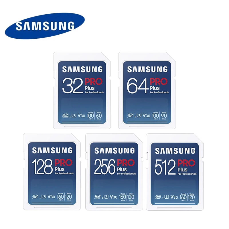 

Samsung SD Card SDXC High Speed 160M/S 4K U3 Memory Card 64GB 128GB 256GB 512GB PRO PLUS Digital Camera Professional EDITION