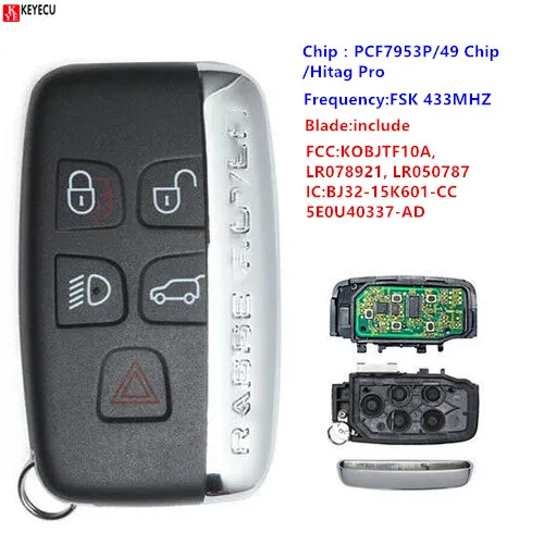 Keyecu KEYECU дистанционный брелок 315 МГц/433 МГц для Land Rover LR2 LR4 Range Evoque Sport 2012 2017 KOBJTF10A|Ключ