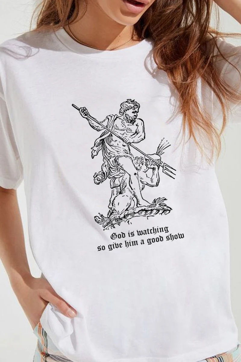 

Женская Винтажная футболка с коротким рукавом, принтом в стиле гранж