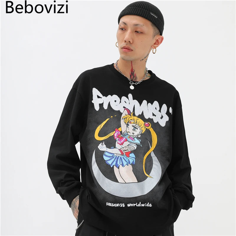Bebovizi японская Tokyo аниме футболки с принтом уличная одежда Harajuku футболка в стиле