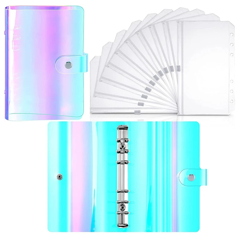 

Обложка для блокнота A6 из ПВХ, Обложка с 6 круглыми кольцами для дорожного журнала, делового ноутбука, офиса, школы, работы