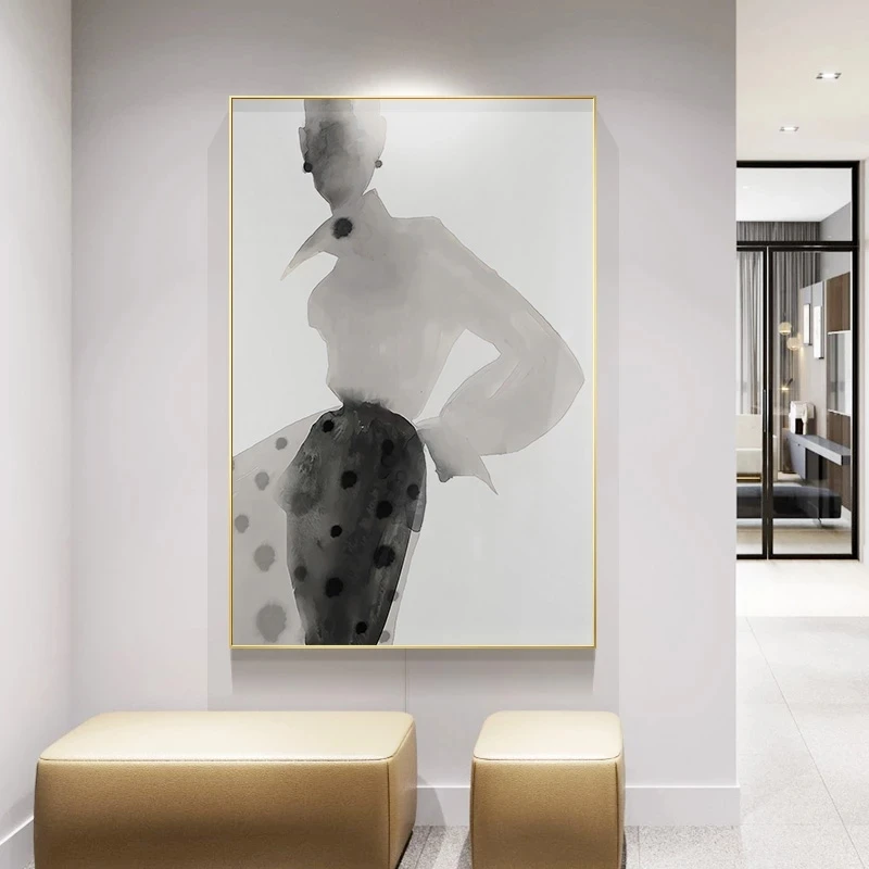 

Modern Ink Girl Graceful Posture Abstract Canvas Painting Home Art Posters Bedroom Corridor Stickers Nordic Decoration