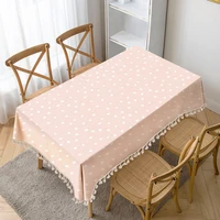 pink dots table cloth tassel waterproof tablecloth thick rectangular manteles mesa wedding decor coffee table cover for events