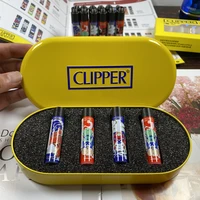 genuine clipper butane gas lighter exquisite pattern hardcover gift box can be installed gas grinding wheel cigarette lighter