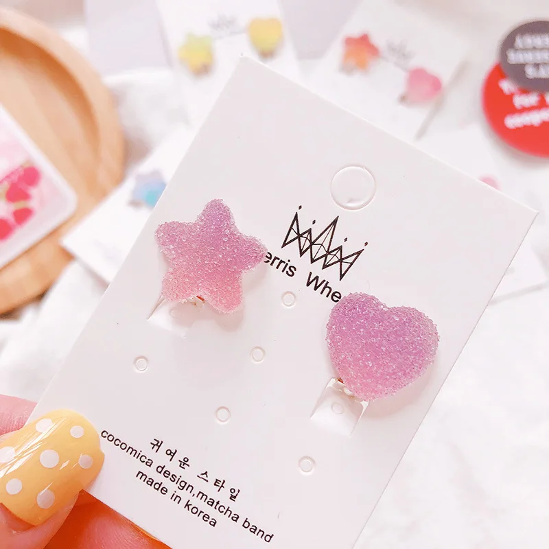 Purple earrings Мягкие серьги-клипсы карамельного цвета со звездами, не прокалывающиеся, невидимые женские ювелирные изделия, подарки для девушек, без отверстия для ушей для женщин, Simpl - Окраска металла: Purple earrings