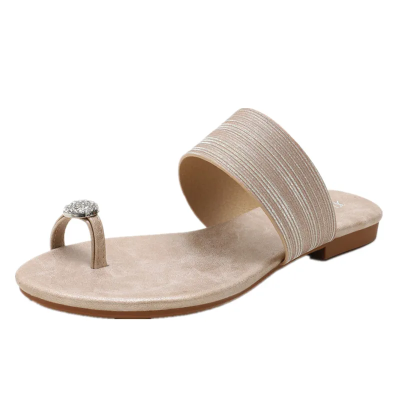 

Non Slip Flat Heel Flip Flops Women Shoes Summer 2021 Rhinestone Casual Comfortable Beach Slippers Ladies Slipper Shoes 41 42