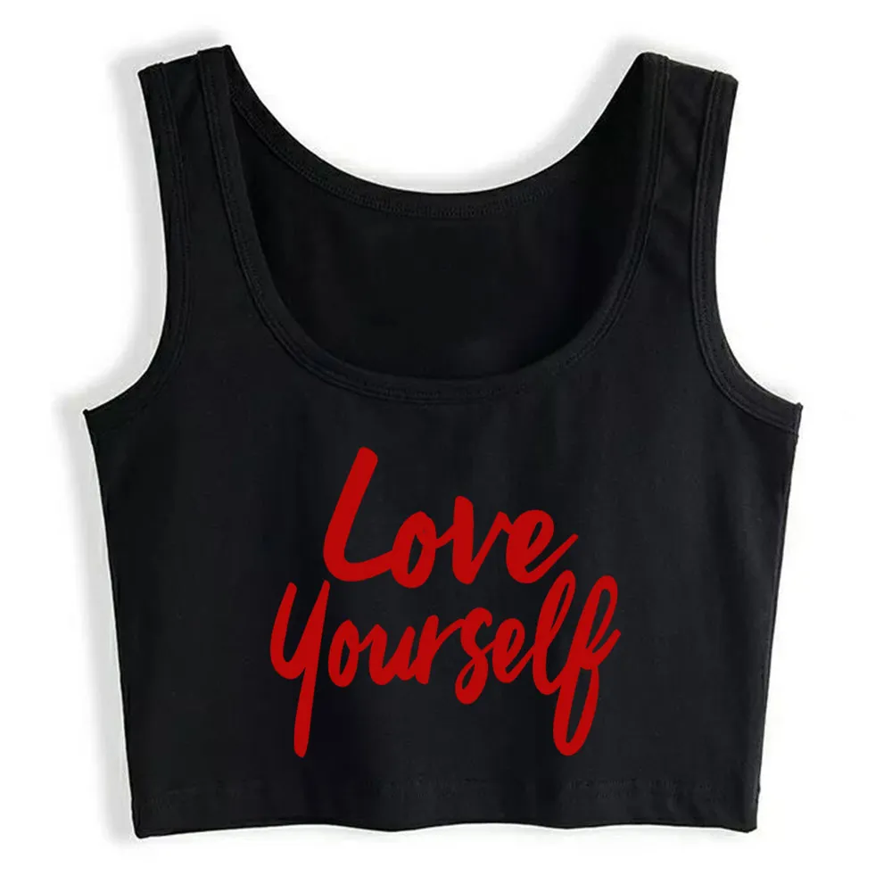 

Crop Top Female Love Yourself Self Care Galentines Day Valentines Comic White Cotton Tank Top Women