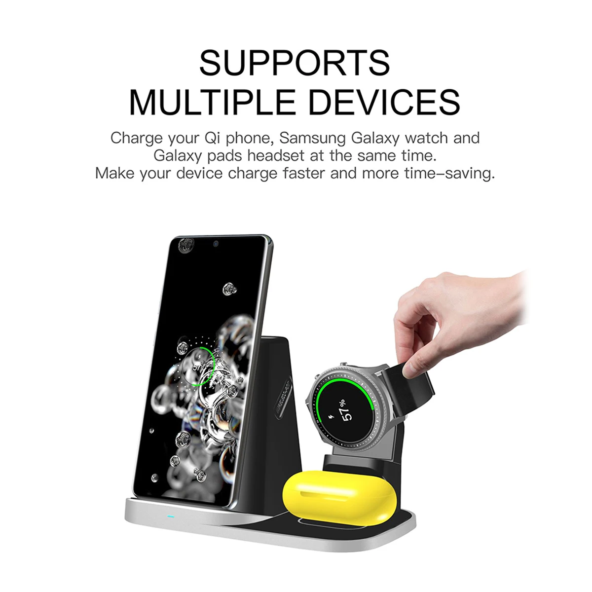 

Qi Wireless Charger Dock For Galaxy Watch For Galaxy Buds Wireless Charger Dock With Cooling Holes Mobile Phone Charging Station