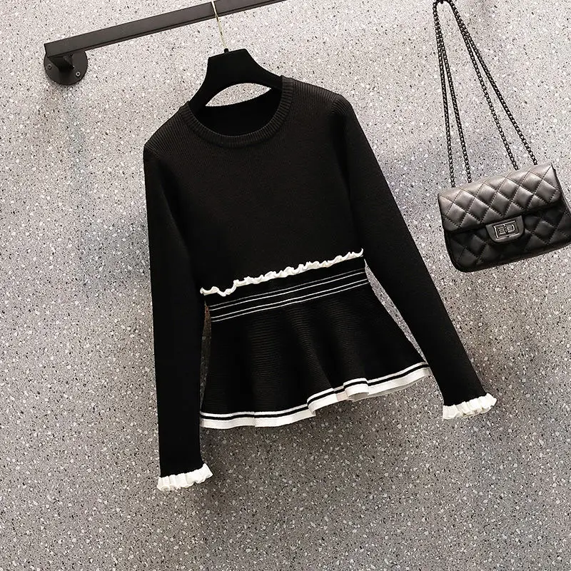 

Autumn Streetwear Sweater Plus Size Women's Suit Women's Two-piece Age-reducing Knit Sweater Sweater Slim Skirt Two-piece Suit