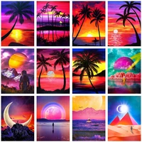 5d diy diamond painting colorful seaside cross stitch embroidery mosaic handmade full square round drill wall decor craft gift