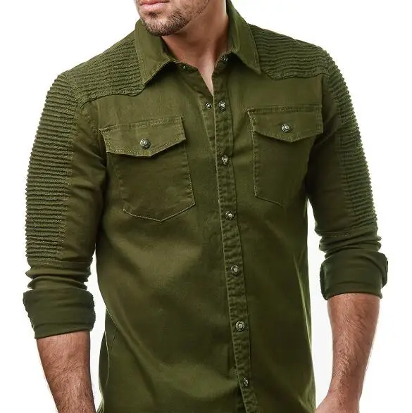 

31 men's solid color denim shirt em8 men's long-sleeved washed shirt KPY923-01-15