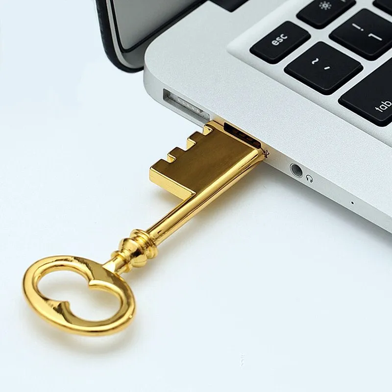 Медный ключ в форме сердца Usb флеш накопитель металлическая ручка 4 ГБ 8 16 32 64 128 256