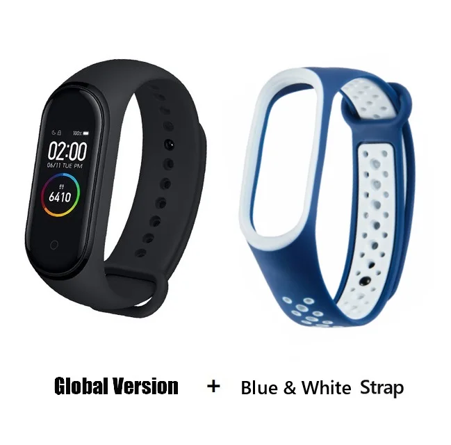 GB blue white Глобальная версия Xiaomi Mi Band 3 Смарт-Браслет фитнес-браслет 3 большой сенсорный экран сообщение частота сердечных сокращений Smartband - Цвет: GB blue white