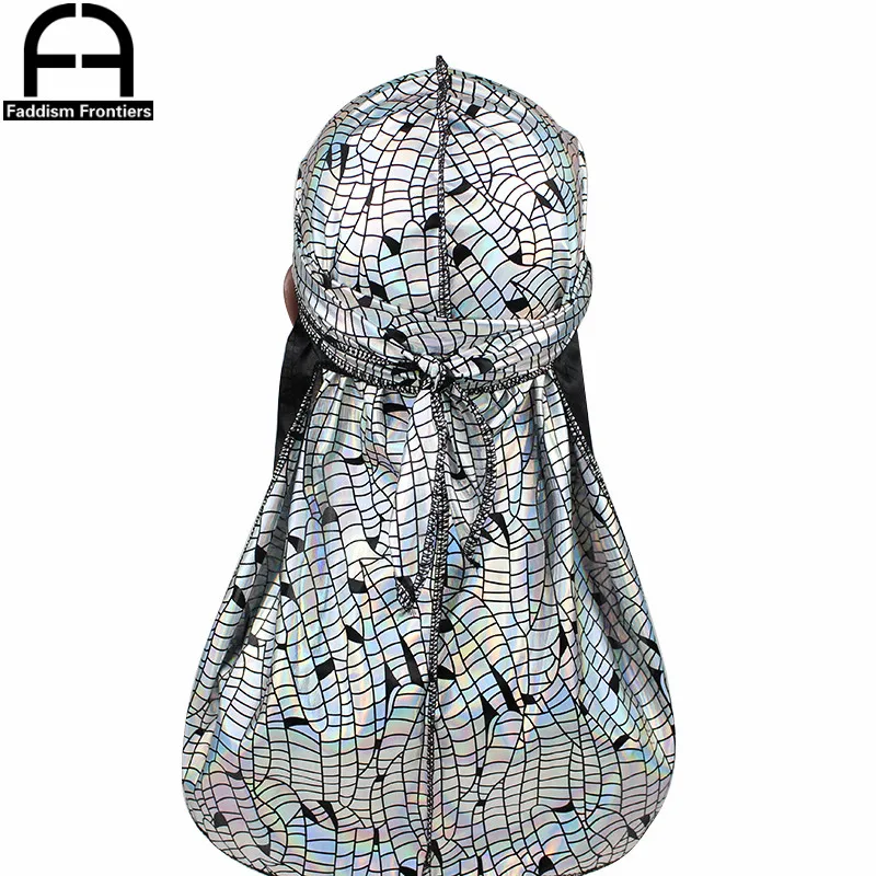 Мужская блестящая бандана тюрбан серебристого цвета с лазерным отражением| |