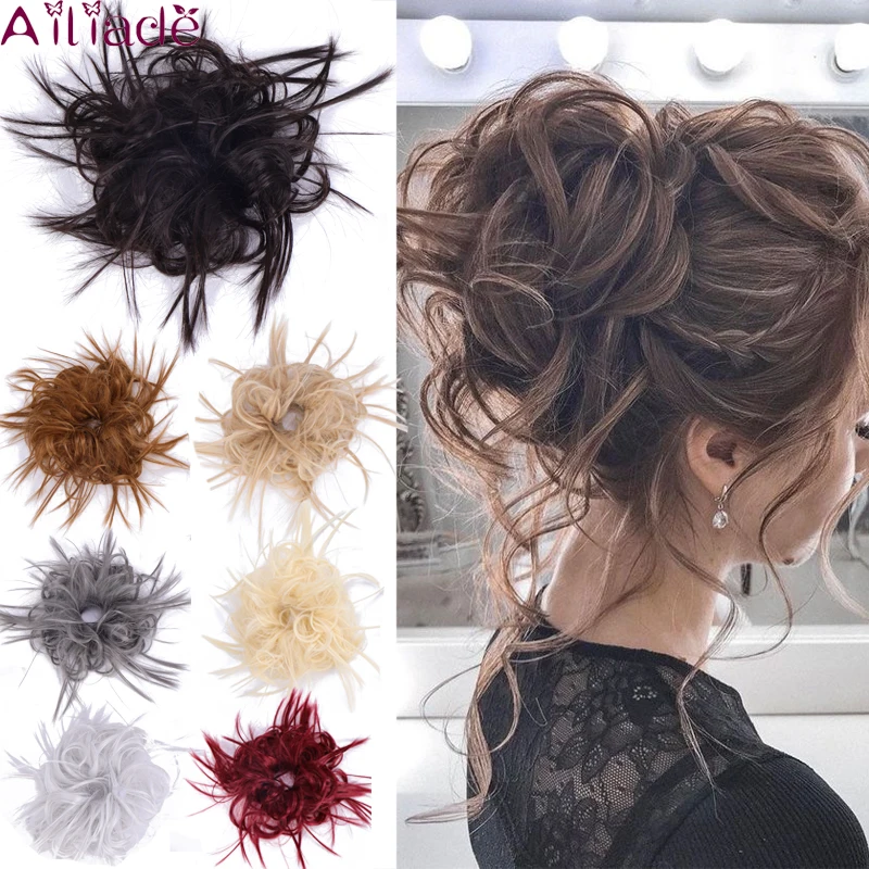 AILIADE грязная резинка шиньон вьющиеся волосы для создания прически синтетические