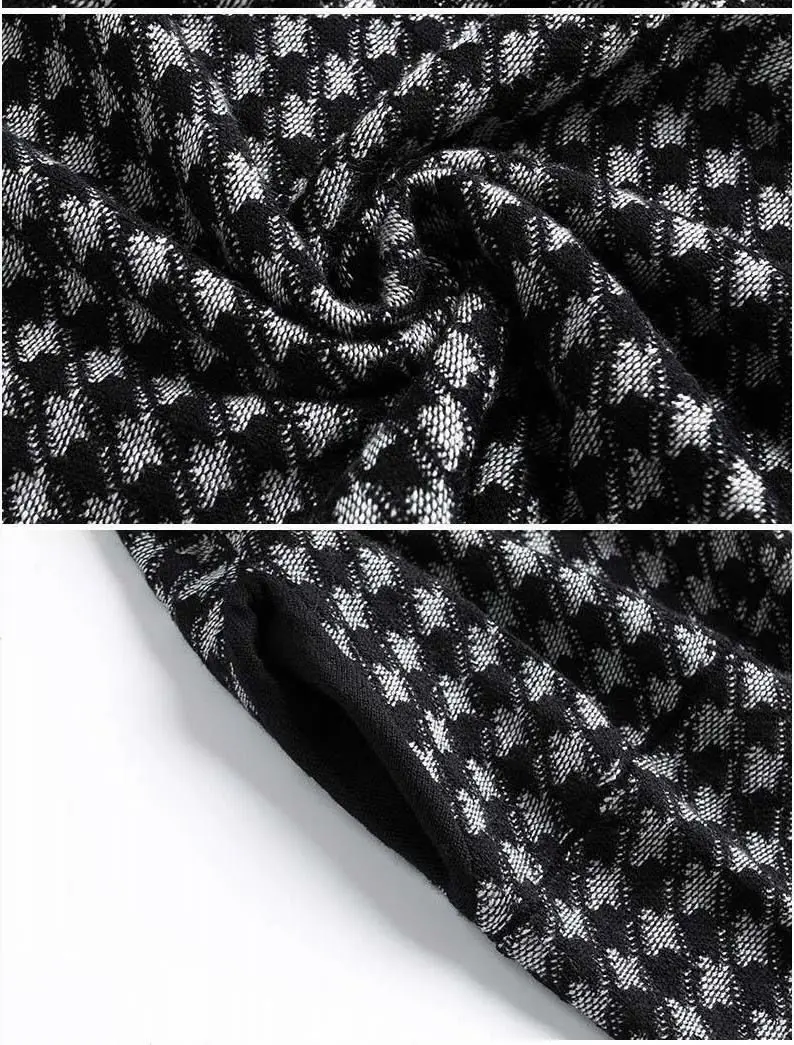 Винтажное платье в клетку размера плюс, женское осенне-зимнее свободное платье до колена с высоким воротом, Повседневная рабочая одежда, теплое женское платье
