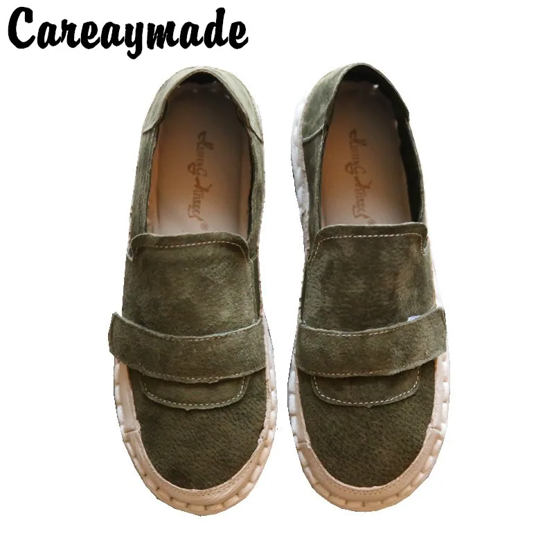 Кожаные туфли Careaymade для отдыха на платформе Круглые дышащие без застежки Ретро