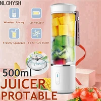 500ml portable juice blender usb electric mixer fruit smoothie blender for machine personal food rechargeable food blender