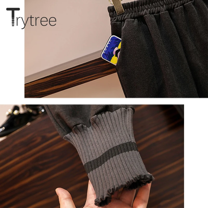 Trytree 2019 осенне зимний комплект из двух предметов Повседневный свитер с круглым