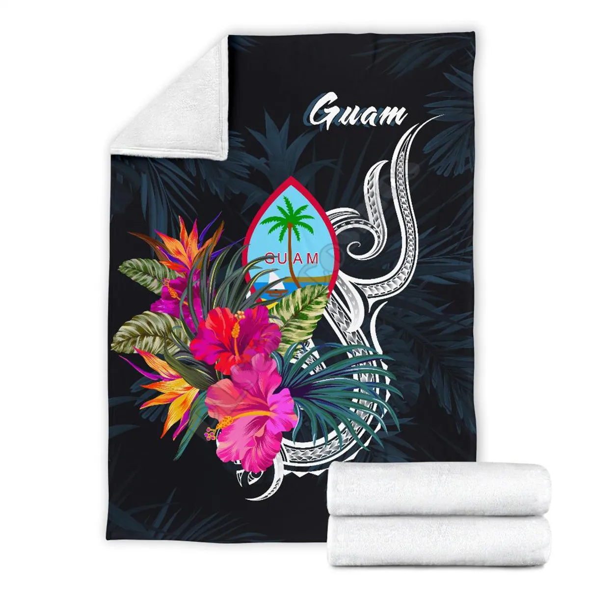

Guam Polynesian Premium Blanket Tropical Flower 3D printed Wearable Blanket Adults/kids Fleece Blanket Sherpa Blanket
