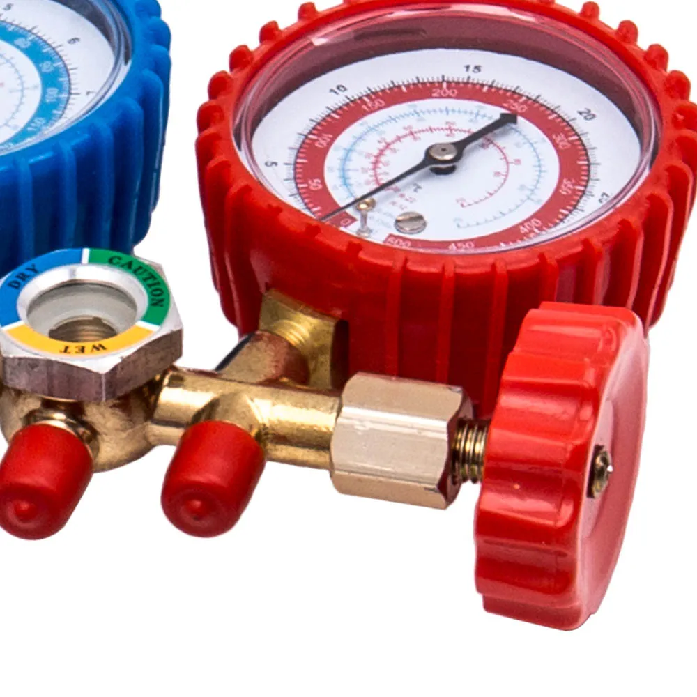 

Manifold Gauge Set HVAC AC Refrigerant R12 R22 R502 R134a 5 feet Charging Hose