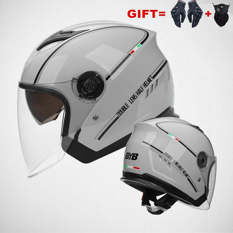 

Мотоциклетный шлем с открытым лицом, винтажный Ретро-шлем для поездок, скутеров, качественные электрические мопеды, 2 подарка