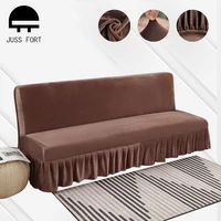 thicken plush folding sofa bed cover skirt edge style without armrest elastic couch covers for armless sofas slipcover protector