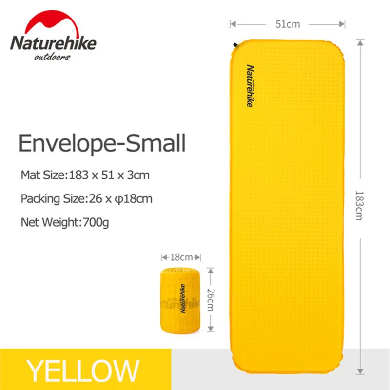 Yellow En-standard Naturehike Самонадувающийся походный коврик Сверхлегкий походный открытый кемпинг матрас коврик высокое качество губка спальный коврик - Цвет: Yellow En-standard