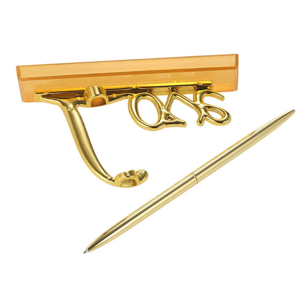 

Metal Party Signing Pen Gold Silver Plated with Love Holder Wedding Guest Book Signing Pen Set for Birthday Wedding Supplies