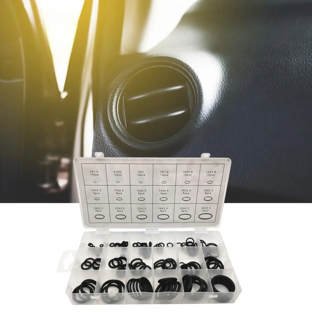 

125Pcs O Ring Rubber Washer Seals Assortment Black O-Ring Seals Set Nitrile Washers High Quality For Car Gasket Tool Parts
