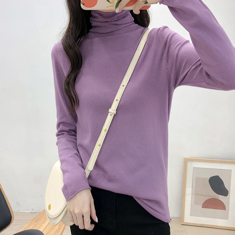 

2020 New Autumn and Winter Heaps Collar Bottoming Shirt Women's Slim Fit All-Matching Western Style Long Sleeves Inner Wear